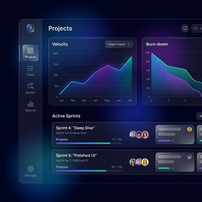 Klority Custom Reporting module interface demonstration for agile dev teams.